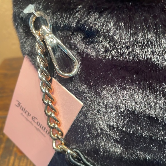 NWT Juicy Couture Black Faux Fur Mini Tote or Crossbody MSRP $89 - Picture 5 of 10